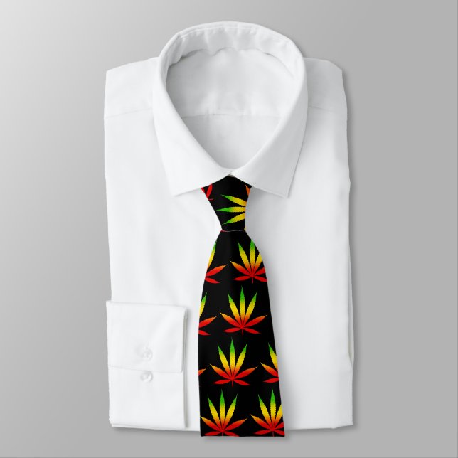 Gravata Rasta Rastafarian Reggae Jamaica Leaf Black Tie (Amarrado)
