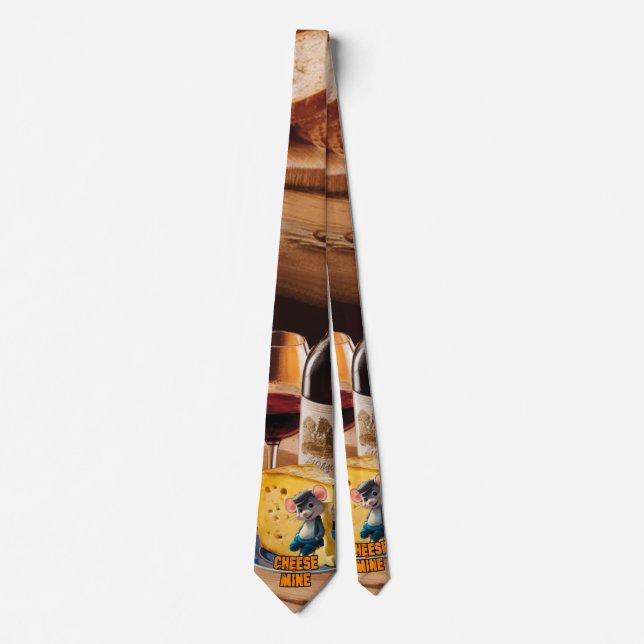 Gravata Rato de desenho apaixonado por uma fatia de queijo (Frente)