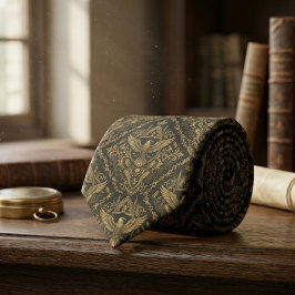 Gravata Raven Bird Gothic Pattern – Dark Academia Gift