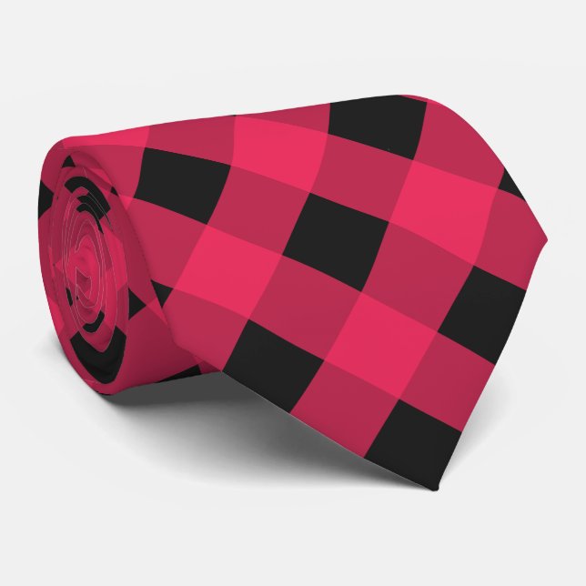 Gravata Red and Black Buffalo Plaid Check Patterned (Rolled)