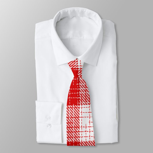 Gravata Red and White Bold Checkered Plaid Design  (Criador carregado)