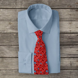 Gravata Red Bandana e Denim Texas Neck Tie