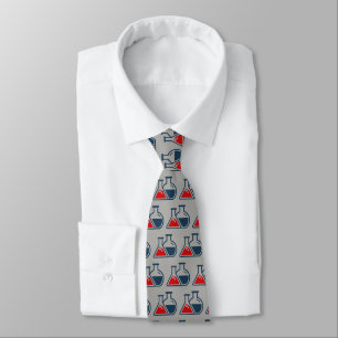 Gravata Red Beakers Chemistry Design Necktie