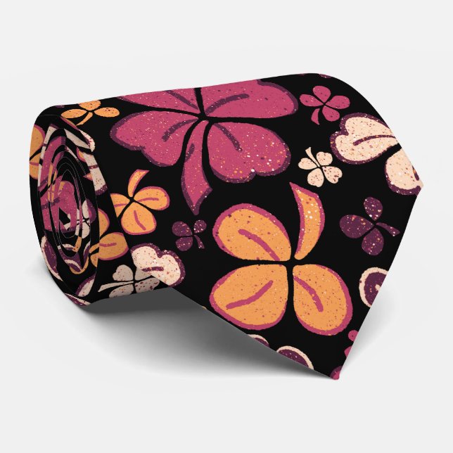 Gravata Red Black Lucky Shamrocks Rua de Vestuário. Dia de (Rolled)