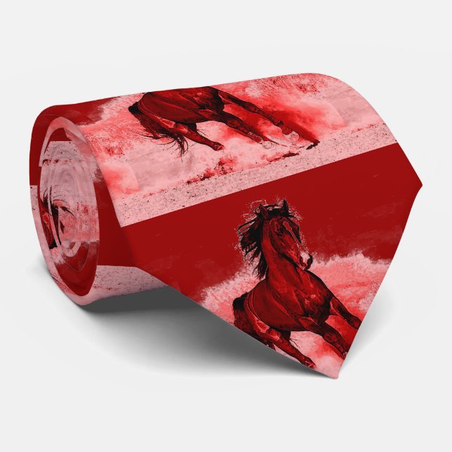 Gravata Red Brown Running Horse (Rolled)