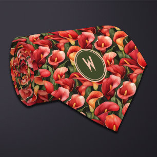 Gravata Red Calla Lillies Pescoço Floral