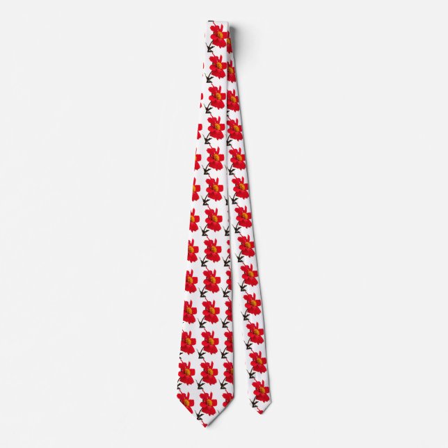 Gravata Red Dahlia Flower Tie (Frente)