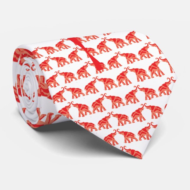 Gravata Red Elephant Tie (Rolled)