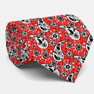 Gravata Red Floral Paisley Pattern Design
