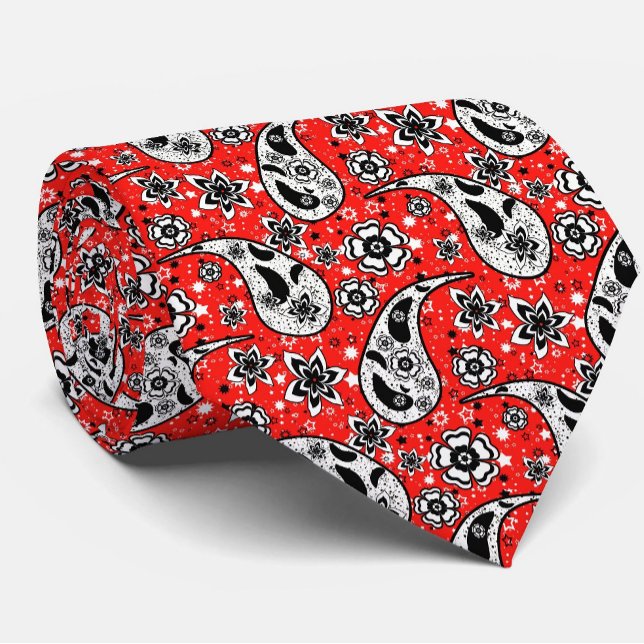 Gravata Red Floral Paisley Pattern Design (Criador carregado)