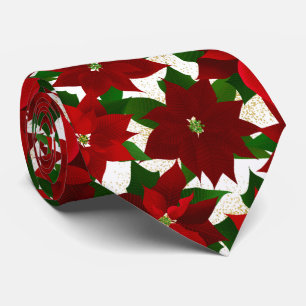 Gravata Red Poinsettia White Natal