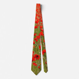 Gravata Red poppy field of flowers tie
