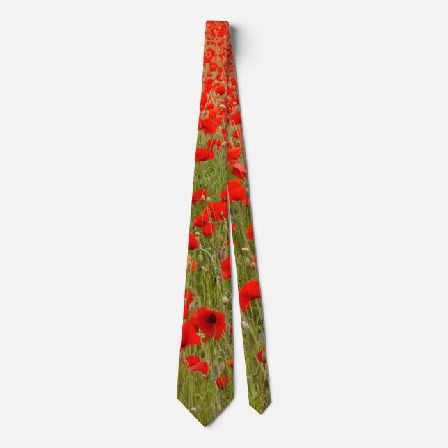 Gravata Red poppy field of flowers tie (Frente)