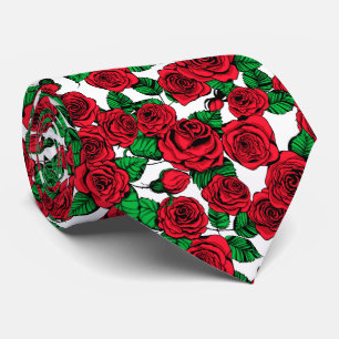 Gravata Red roses pattern tie