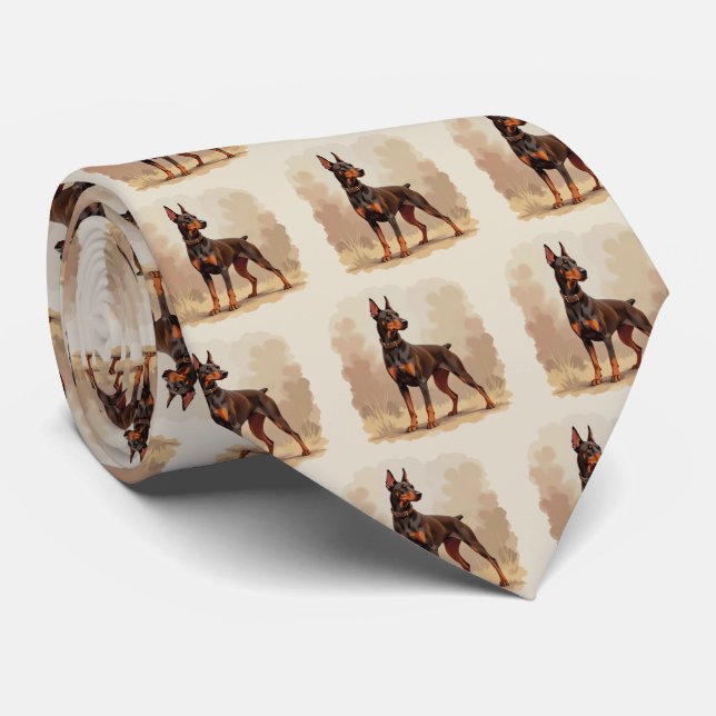 Gravata Red Rust Brown Doberman Pinscher Dog (Rolled)