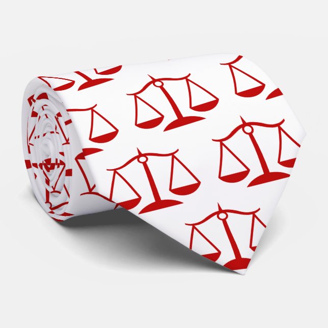 Gravata Red Scales of Justice Advogado Juiz Legista (Rolled)