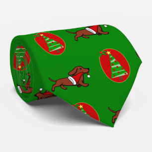 Gravata Red Smooth Dachshund Holiday Tie