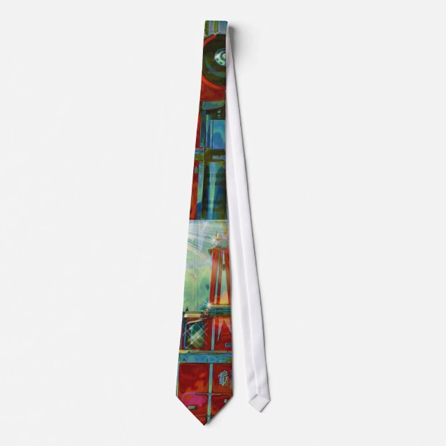 Gravata RED TRUCK BIG RIG TRUCKERS Fashion Tie (Frente)