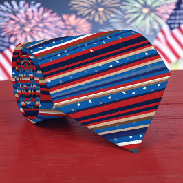 Gravata Red, White and Blue Striped Patriotic Necktie