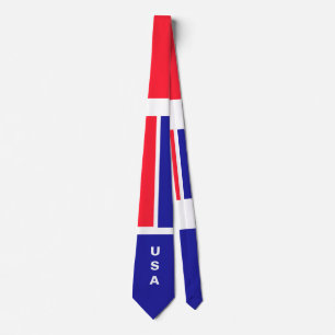 Gravata Red White Blue USA Neck
