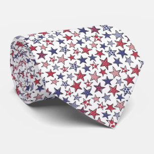 Gravata Red White e Blue Stars América Patriótica  