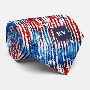 Gravata Red White e Blue Stripe modernos