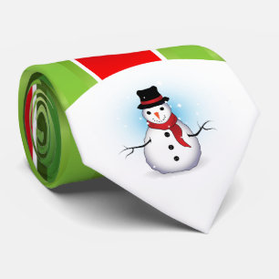 Gravata Red White e Green Strips com Snowman ligado