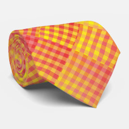 Gravata Red Yellow Checker Abstract Pattern