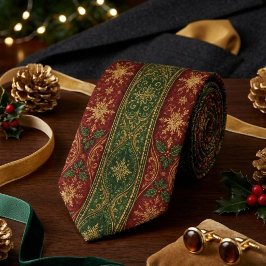 Gravata Regência de Natal Burgundy & Verde Florest