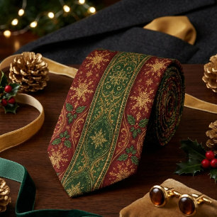 Gravata Regência de Natal Burgundy & Verde Florest