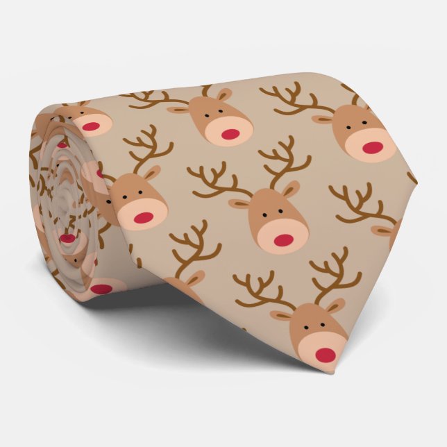 Gravata Reindeer Christmas Tie (Rolled)