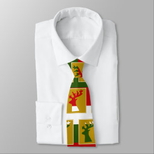 Gravata Reindeer de Feriado Elegante Vermelho Verde e Dour