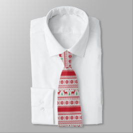 Gravata Reindeer e Snowflakes Fair Isle Design Necktie