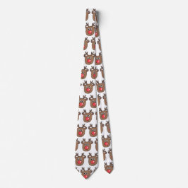 Gravata Reindeer Rudolf Cute Papais noeis Xmas Tie