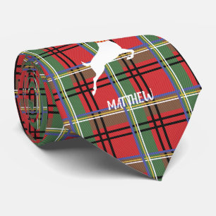 Gravata Reindet sobre a Xadrez de Natal do Tartan Vermelho
