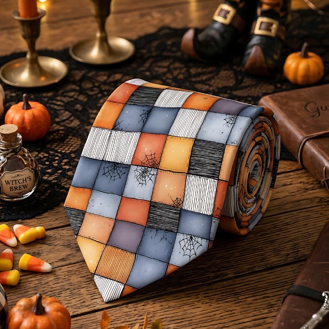 Gravata Remendo de Halloween com Teias de Aranha (Criador carregado)