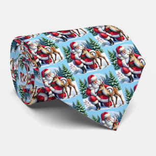 Gravata Rena de Natal festiva Papai Noel