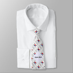 Gravata Republic of Korea and South Korean Flag Tiled Name