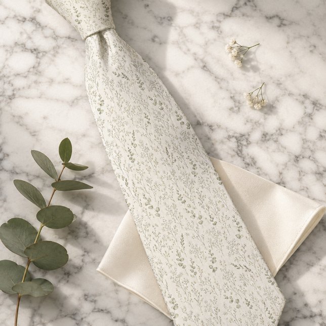 Gravata Respiro de Bebê & Floral de Eucalipto (Criador carregado)