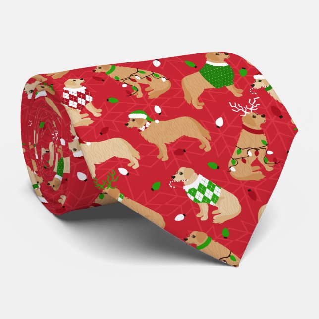 Gravata Retriever Ouro de Natal (Rolled)