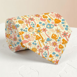 Gravata Retro 70s Mushroom Classic Custom Necktie