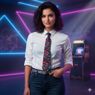 Gravata Retro Bioluminescente de Cogumelos Groovy