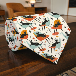 Gravata Retro Cat 50s Graphic Custom Necktie