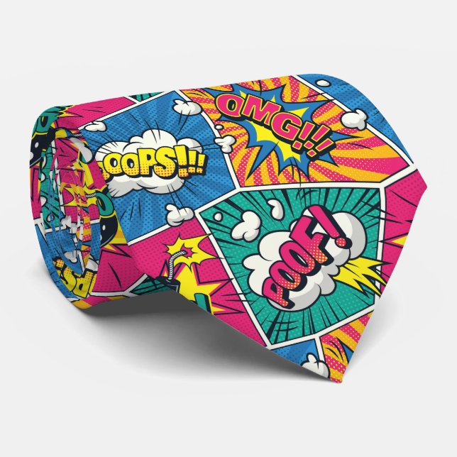 Gravata Retro Comic Pop Art – Ousada e Divertida (Rolled)