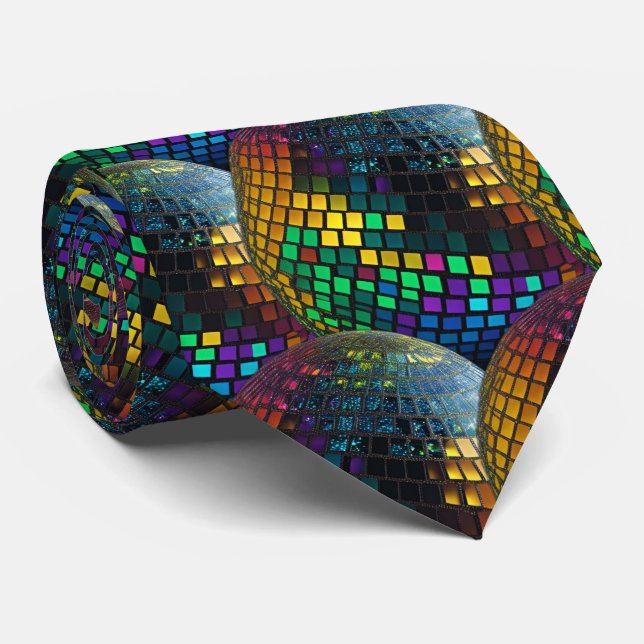 Gravata Retro Disco Ball - Designer de Festa de Da (Rolled)