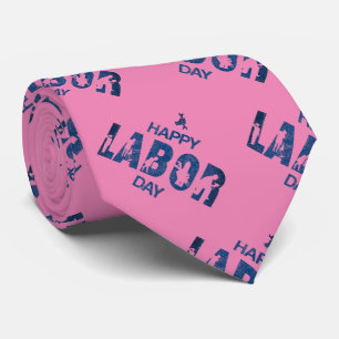 Gravata Retro Feliz Dia Do Trabalho Em Azul Retroativo