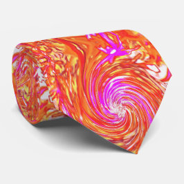 Gravata Retro Magenta e Autumn Colors Floral Swirl