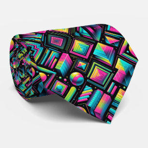 Gravata Retro Neon Funky Formas 80s