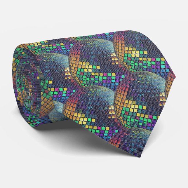 Gravata Retro Neon - Geodo de Disco  (Rolled)