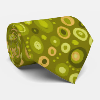 Gravata Retro Orgânica Círculos Verde Oliva
